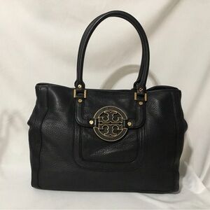 Authentic Tory Burch Black Leather Tote Bag